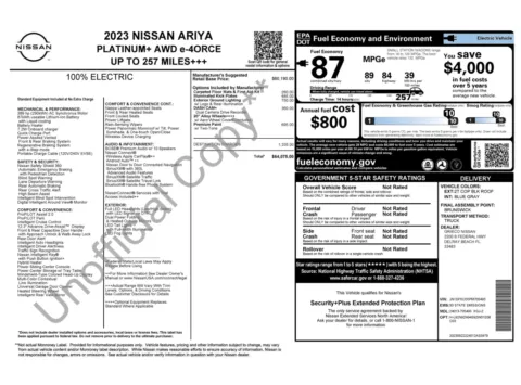 Photos of 2023 Nissan ARIYA PLATINUM+ for sale in Jacksonville, FL at Auto Boutique Florida