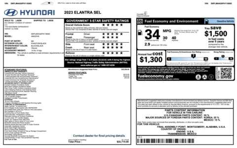 Photos of 2023 Hyundai Elantra SEL for sale in Jacksonville, FL at Auto Boutique Florida