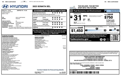 Photos of 2023 Hyundai Sonata SEL for sale in Jacksonville, FL at Auto Boutique Florida