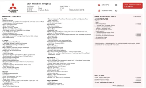 More photos of 2021 Mitsubishi Mirage ES at Auto Boutique Florida, FL