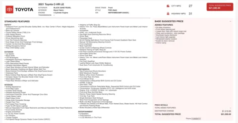 Photos of 2021 Toyota C-HR LE for sale in Jacksonville, FL at Auto Boutique Florida