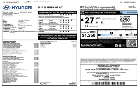 Photos of 2017 Hyundai Elantra GT for sale in Jacksonville, FL at Auto Boutique Florida