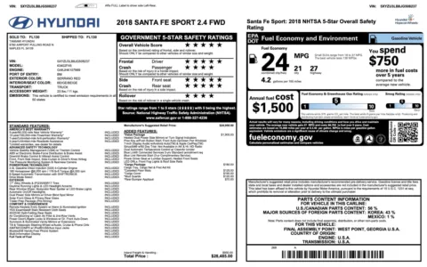 Photos of 2018 Hyundai Santa Fe Sport 2.4L for sale in Jacksonville, FL at Auto Boutique Florida