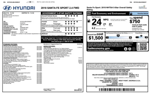 Photos of 2018 Hyundai Santa Fe Sport 2.4L for sale in Jacksonville, FL at Auto Boutique Florida