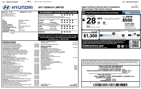 Photos of 2017 Hyundai Sonata Limited for sale in Jacksonville, FL at Auto Boutique Florida