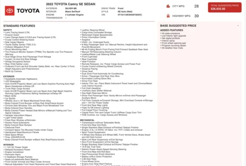 Photos of 2022 Toyota Camry SE for sale in Jacksonville, FL at Auto Boutique Florida