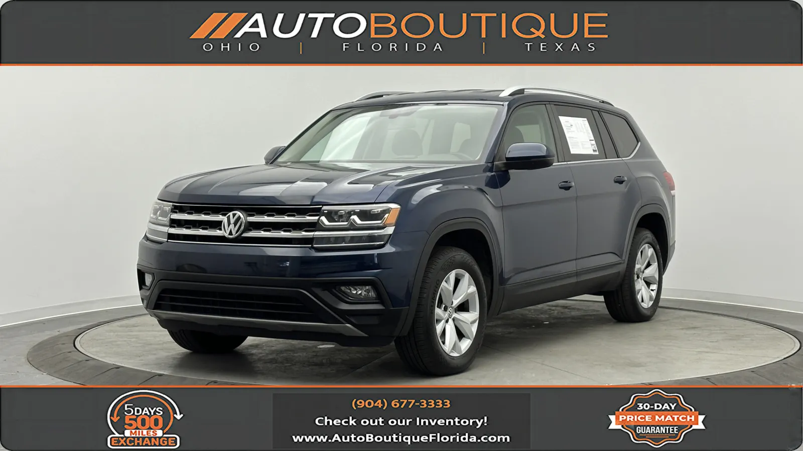 Blue 2018 Volkswagen Atlas 3.6L V6 SE for sale in Jacksonville, FL