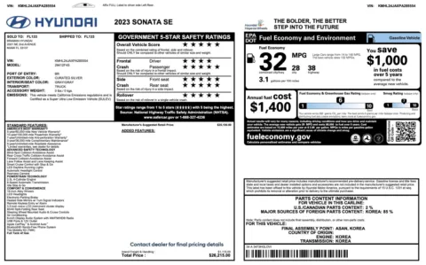 Photos of 2023 Hyundai Sonata SE for sale in Jacksonville, FL at Auto Boutique Florida