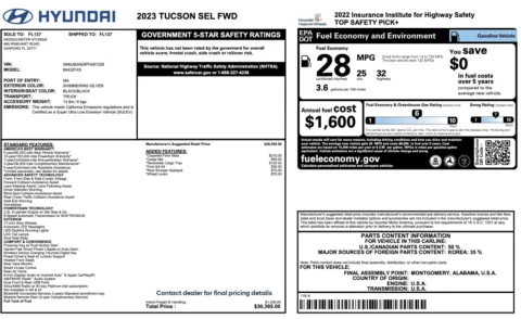 Photos of 2023 Hyundai Tucson SEL for sale in Jacksonville, FL at Auto Boutique Florida