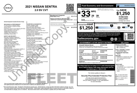 Photos of 2021 Nissan Sentra SV for sale in Jacksonville, FL at Auto Boutique Florida