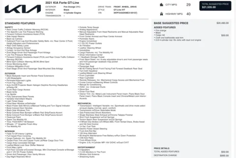 Photos of 2021 Kia Forte GT-Line for sale in Jacksonville, FL at Auto Boutique Florida