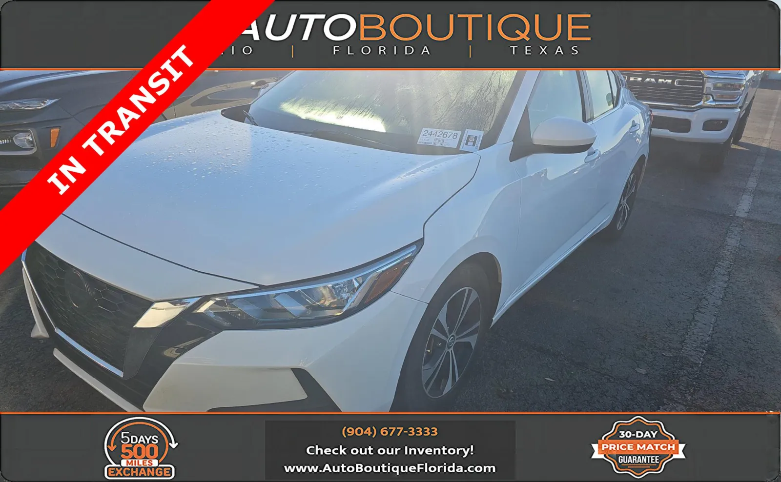 White 2023 Nissan Sentra SV for sale in Jacksonville, FL