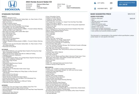 Photos of 2023 Honda Accord Sedan EX for sale in Jacksonville, FL at Auto Boutique Florida