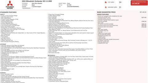 Photos of 2024 Mitsubishi Outlander SE for sale in Jacksonville, FL at Auto Boutique Florida