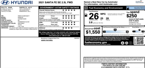 Photos of 2021 Hyundai Santa Fe SE for sale in Jacksonville, FL at Auto Boutique Florida