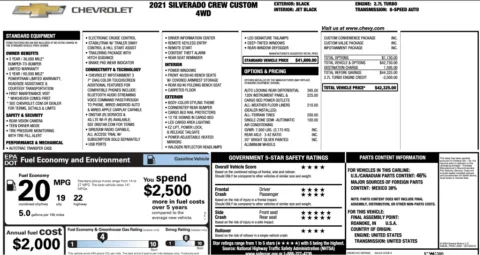 Photos of 2021 Chevrolet Silverado 1500 Custom for sale in Jacksonville, FL at Auto Boutique Florida