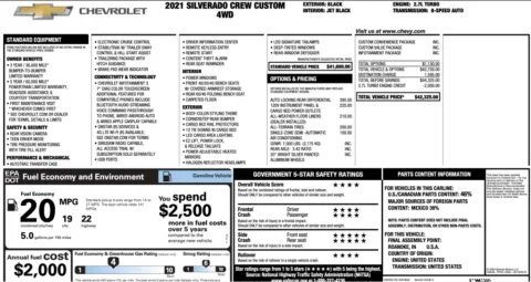 Photos of 2021 Chevrolet Silverado 1500 Custom for sale in Jacksonville, FL at Auto Boutique Florida