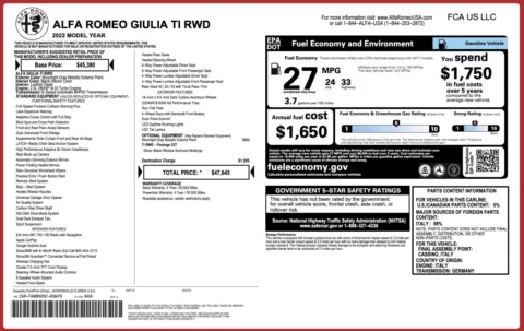 Photos of 2022 Alfa Romeo Giulia Ti for sale in Jacksonville, FL at Auto Boutique Florida