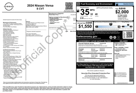 Photos of 2024 Nissan Versa S for sale in Jacksonville, FL at Auto Boutique Florida