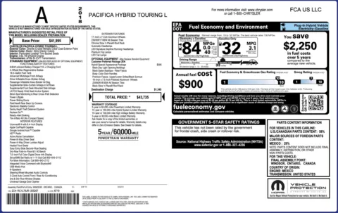 Photos of 2018 Chrysler Pacifica Hybrid Touring L for sale in Jacksonville, FL at Auto Boutique Florida