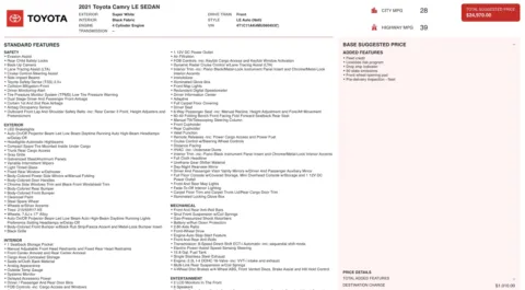 Photos of 2021 Toyota Camry LE for sale in Jacksonville, FL at Auto Boutique Florida