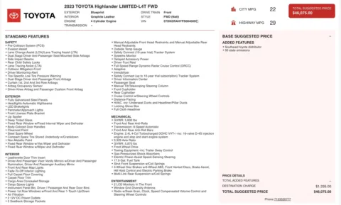 Photos of 2023 Toyota Highlander Limited for sale in Jacksonville, FL at Auto Boutique Florida