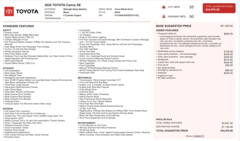 Photos of 2025 Toyota Camry SE for sale in Jacksonville, FL at Auto Boutique Florida