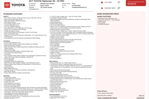 Photos of 2017 Toyota Highlander SE for sale in Jacksonville, FL at Auto Boutique Florida