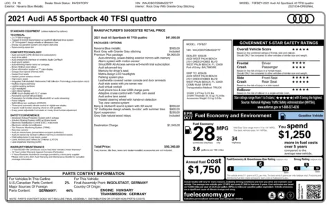 Photos of 2021 Audi A5 Sportback Premium Plus for sale in Jacksonville, FL at Auto Boutique Florida