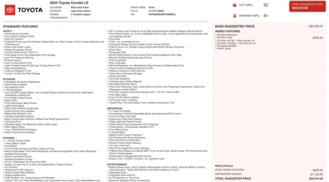 Photos of 2024 Toyota Corolla LE for sale in Jacksonville, FL at Auto Boutique Florida