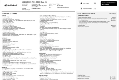 Photos of 2025 Lexus RX 350 Premium for sale in Jacksonville, FL at Auto Boutique Florida