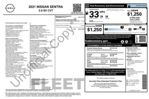 Photos of 2021 Nissan Sentra SV for sale in Jacksonville, FL at Auto Boutique Florida