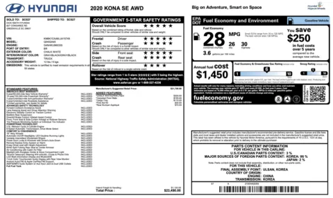 Photos of 2020 Hyundai Kona SE for sale in Jacksonville, FL at Auto Boutique Florida