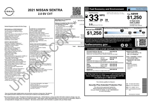 Photos of 2021 Nissan Sentra SV for sale in Jacksonville, FL at Auto Boutique Florida