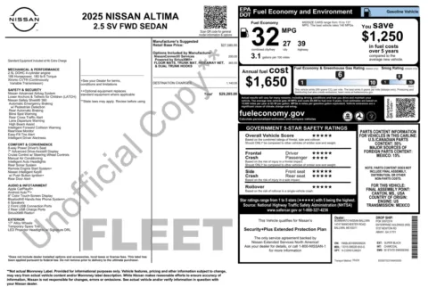 More photos of 2025 Nissan Altima SV at Auto Boutique Florida, FL