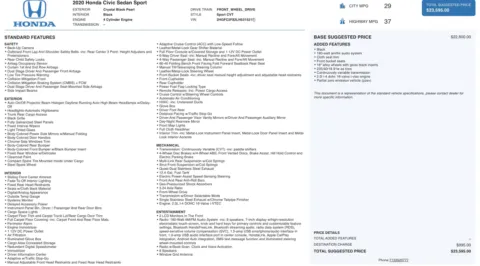 Photos of 2020 Honda Civic Sedan Sport for sale in Jacksonville, FL at Auto Boutique Florida