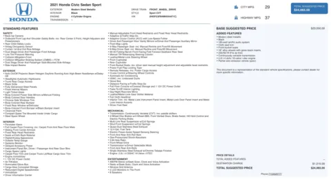 Photos of 2021 Honda Civic Sedan Sport for sale in Jacksonville, FL at Auto Boutique Florida