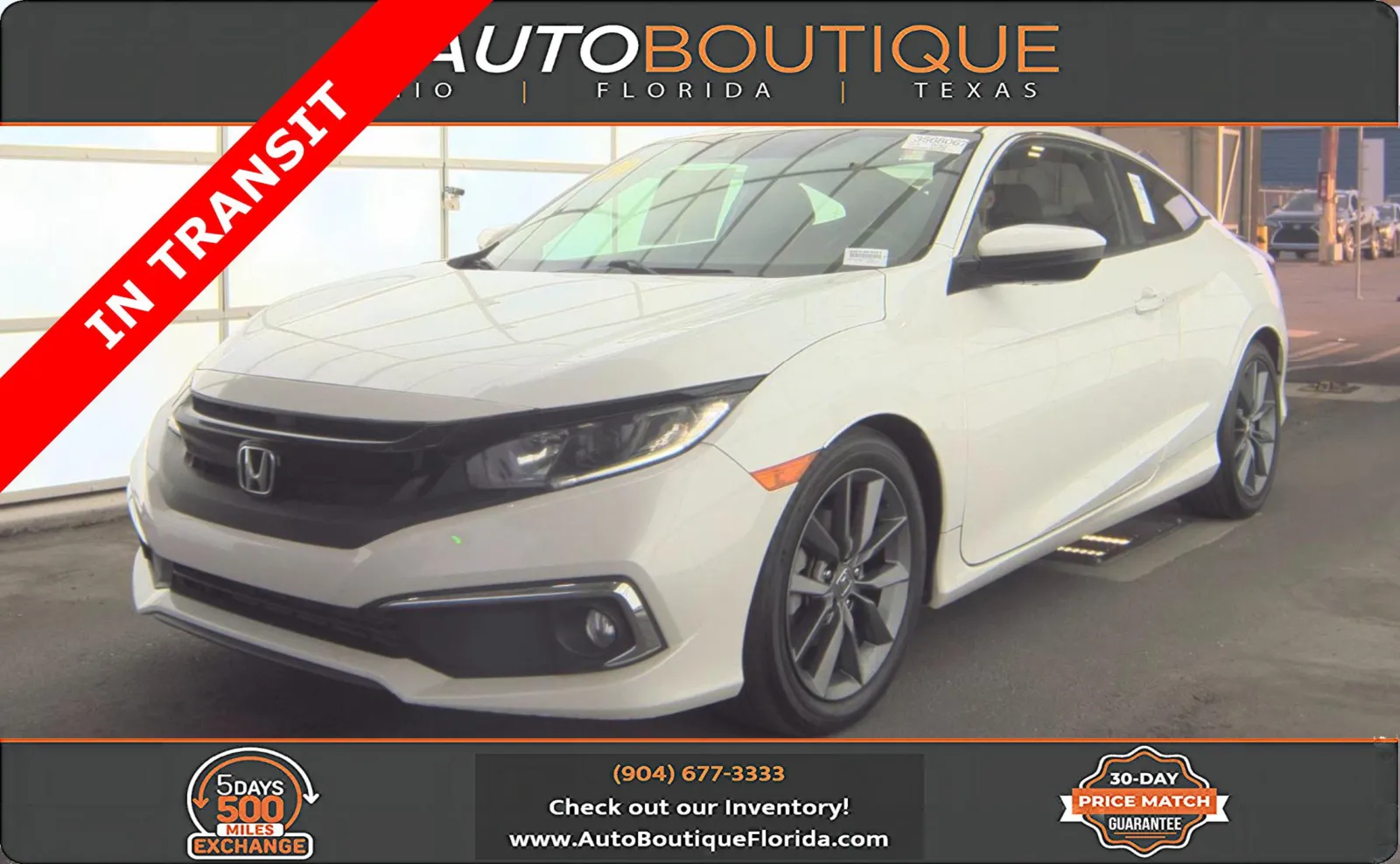 White 2020 Honda Civic Coupe EX for sale in Jacksonville, FL