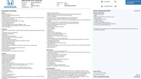 Photos of 2020 Honda Civic Coupe EX for sale in Jacksonville, FL at Auto Boutique Florida