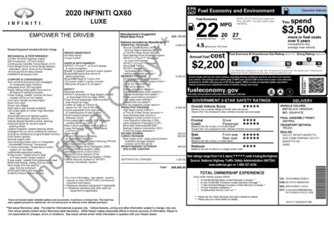 Photos of 2020 INFINITI QX60 LUXE for sale in Jacksonville, FL at Auto Boutique Florida