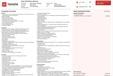 Photos of 2018 Toyota C-HR XLE for sale in Jacksonville, FL at Auto Boutique Florida