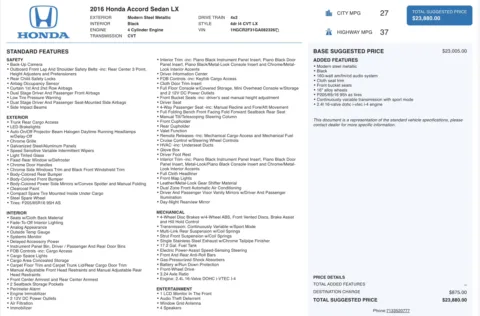 Photos of 2016 Honda Accord Sedan LX for sale in Jacksonville, FL at Auto Boutique Florida