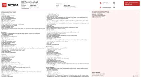 Photos of 2021 Toyota Corolla LE for sale in Jacksonville, FL at Auto Boutique Florida