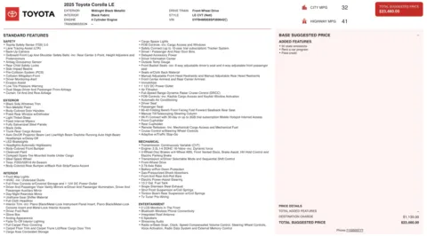 Photos of 2025 Toyota Corolla LE for sale in Jacksonville, FL at Auto Boutique Florida