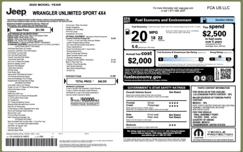 Photos of 2020 Jeep Wrangler Unlimited Sport S for sale in Jacksonville, FL at Auto Boutique Florida