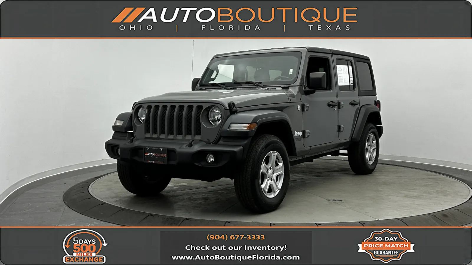Gray 2020 Jeep Wrangler Unlimited Sport S for sale in Jacksonville, FL