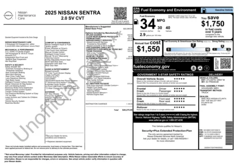 More photos of 2025 Nissan Sentra SV at Auto Boutique Florida, FL