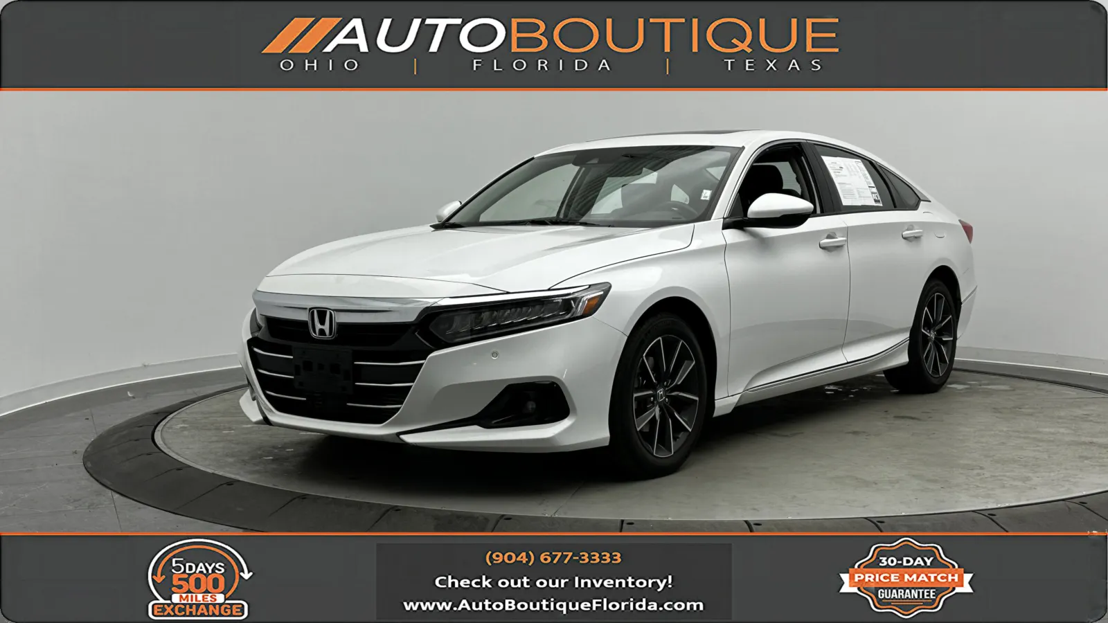 White 2021 Honda Accord Sedan EX-L for sale in Jacksonville, FL