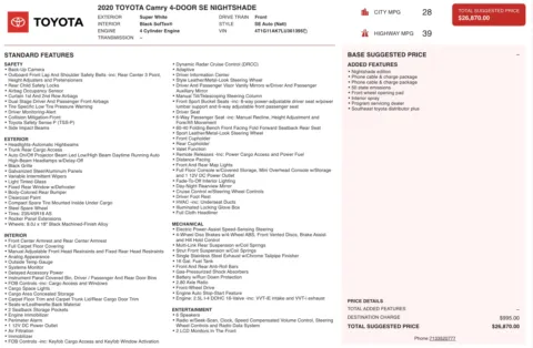 Photos of 2020 Toyota Camry SE Nightshade for sale in Jacksonville, FL at Auto Boutique Florida