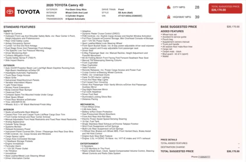 Photos of 2020 Toyota Camry SE for sale in Jacksonville, FL at Auto Boutique Florida